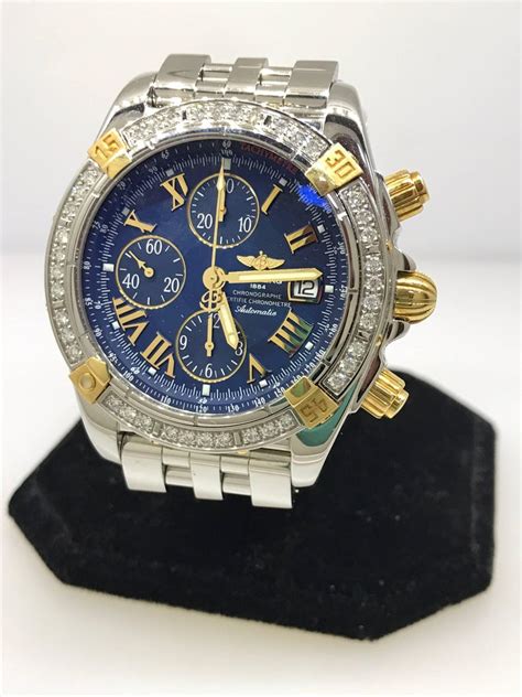 breitling chronomat two tone roman numerals|Breitling Chronomat diamond bezel.